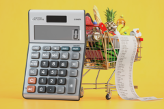 Grocery cart with Receipt and Calculator